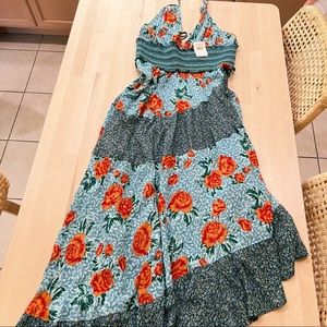 Free people Halter smocked Floral Dress NWT